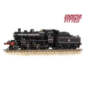 Graham Farish 372-626BSF LMS Ivatt 2MT 46474 BR Lined Black with Early Crest DCC Sound Fitted